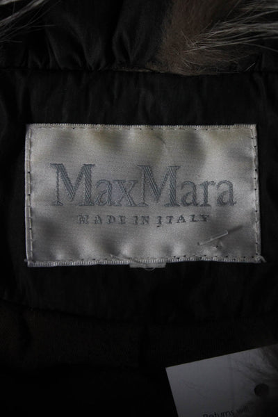 Max Mara Women's Zip Front Mid Length Jacket Black Size 4