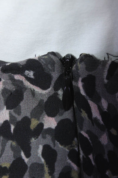 Allsaints Women's Drea Waterleo Leopard Print Midi Skirt Gray Size 4