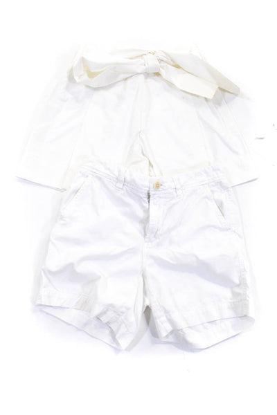 J Crew Women's Cotton Flat Front Casual Shorts White Size 2 Lot 2