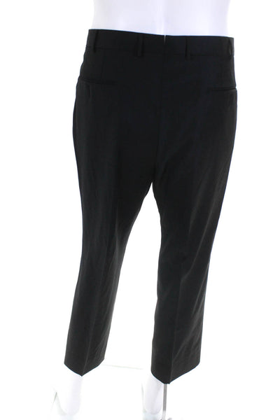 Ermenegildo Zegna Men's Regular Fit Pleated Wool Dress Pants Black Size 52R