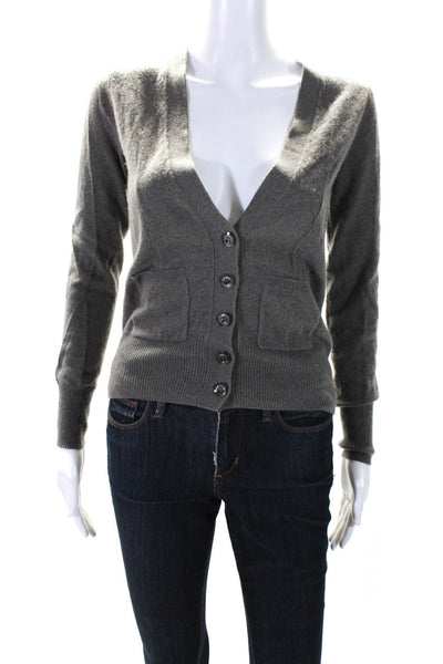 J Crew Women's Cashmere Long Sleeve Button Down Cardigan Gray Size XS