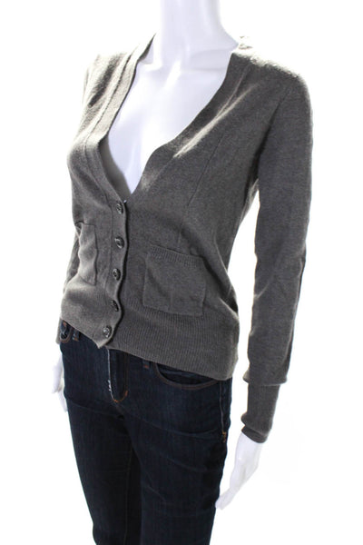 J Crew Women's Cashmere Long Sleeve Button Down Cardigan Gray Size XS