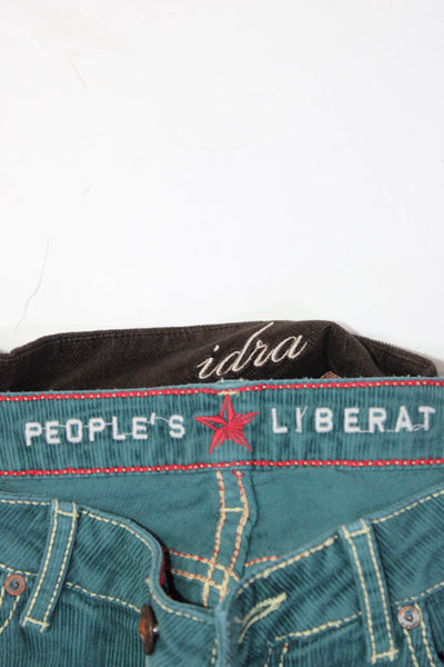 Idra Peoples Liberation Womens Textured Corduroy Pants Green Size 28 4 Lot 2