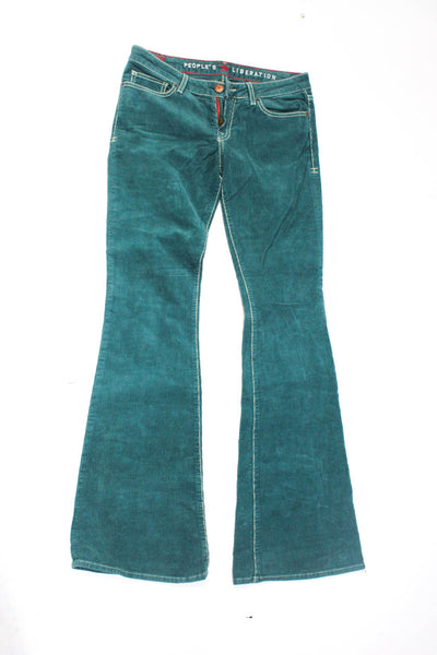 Idra Peoples Liberation Womens Textured Corduroy Pants Green Size 28 4 Lot 2