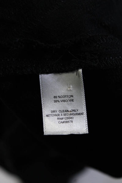 Intermix Womens 3/4 Sleeve V Neck Cropped Wrap Top Black Cotton Size 0