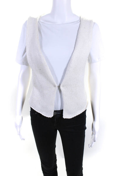 Rumours Womens Hook Front V Neck Knit Sweater Vest White Size Small