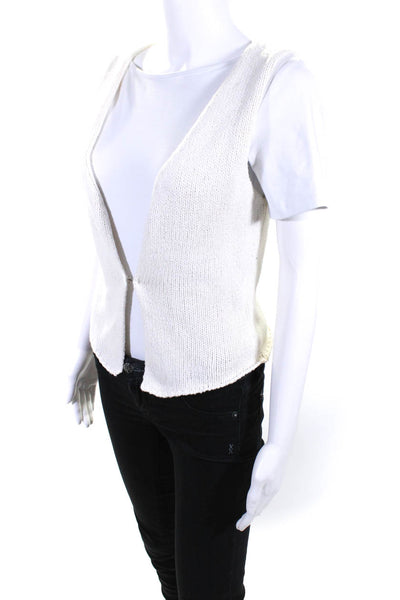 Rumours Womens Hook Front V Neck Knit Sweater Vest White Size Small