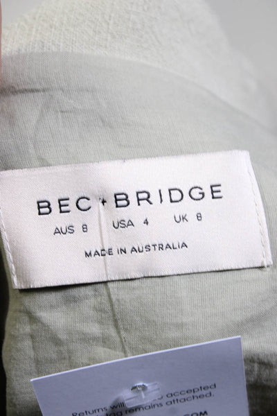 Bec & Bridge Womens Single Button Pointed Lapel Blazer Jacket Green Size 4