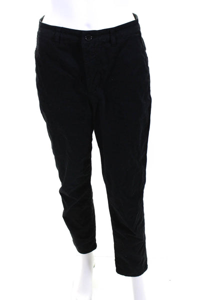 Ba&Sh Womens Zipper Fly High Rise Straight Cropped Pants Black Cotton Size 2