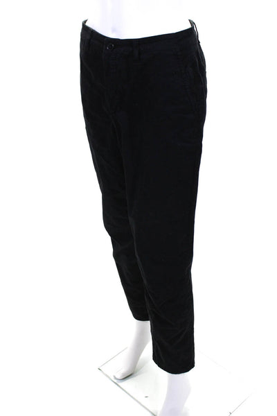Ba&Sh Womens Zipper Fly High Rise Straight Cropped Pants Black Cotton Size 2