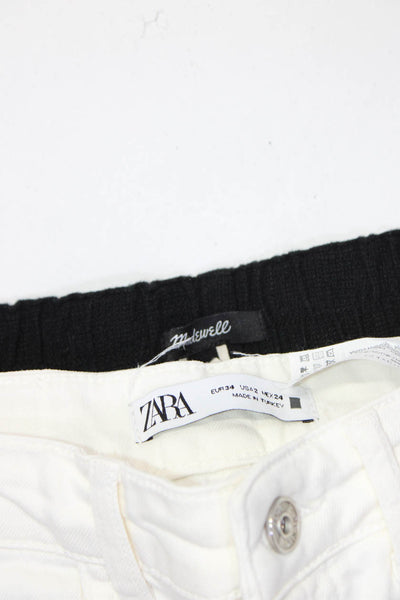 Zara Madewell Womens Straight Leg Jeans Pants Black White Size 2 XS Lot 2