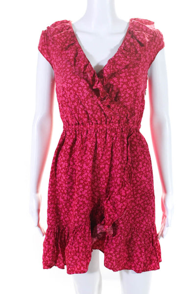 J Crew Women's V-Neck Sleeveless Ruffle Faux Wrap Mini Floral Dress Size 00