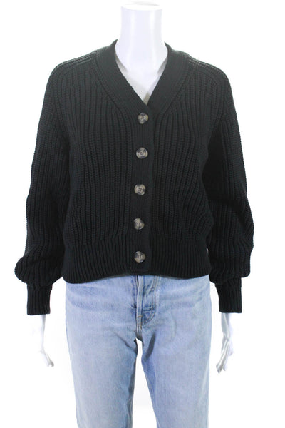 Everlane Womens Black The Texture Cotton Cardigan  Sz S