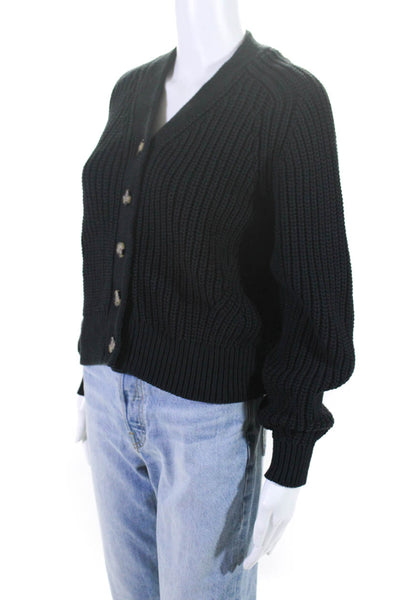 Everlane Womens Black The Texture Cotton Cardigan  Sz S