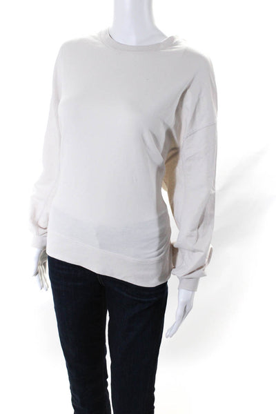 Z Supply Womens Pullover Crew Neck Oversized Sweatshirt White Cotton Size Small