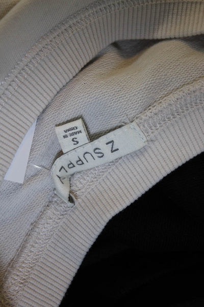 Z Supply Womens Pullover Crew Neck Oversized Sweatshirt White Cotton Size Small