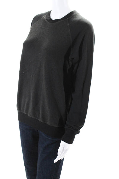 Monrow Womens Pullover Long Sleeve Crew Neck Sweatshirt Gray Cotton Size Small
