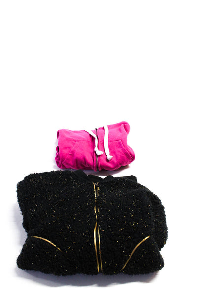 Nike Katie J Girls Metallic Fleece Full Zip Jacket Black Pink Medium Lot 2