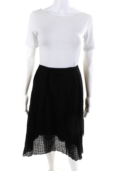 Fragile Womens High Waist Spotted Textured A-Line Knee Length Skirt Black Size38