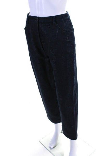 Alaia Womens Metallic Button Closure High-Rise Straight Leg Jeans Blue Size 40 S