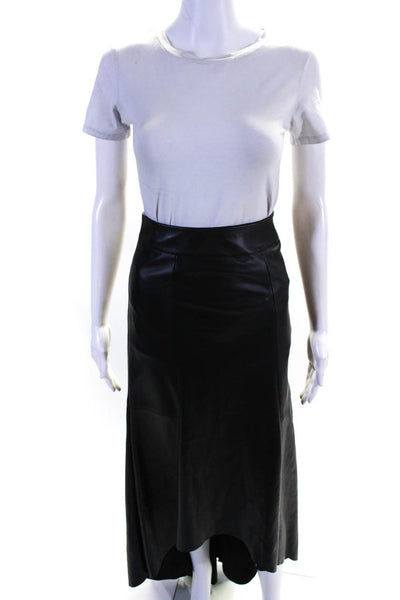 Akris Womens Leather Lined Side Zip High-Rise High-Low Maxi Skirt Black Size 2