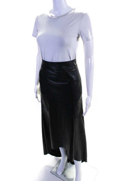 Akris Womens Leather Lined Side Zip High-Rise High-Low Maxi Skirt Black Size 2