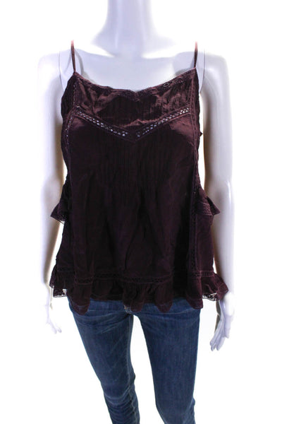 Sea New York Womens Chiffon Ruffled Hem Spaghetti Strap Tank Top Purple Size 2