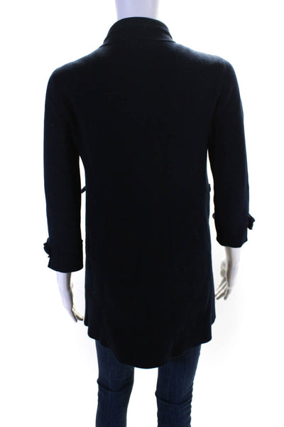 J Crew Womens Cotton Knit 3/4 Sleeve Mid Length Sweater Cardigan Navy Size S