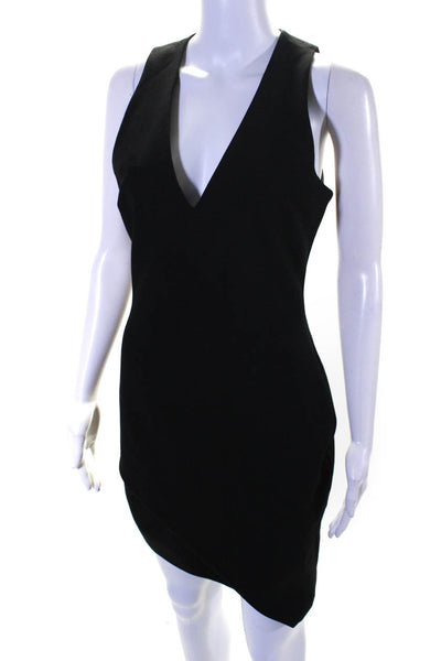 Elizabeth and James Womens V-Neck Sleeveless Asymmetrical Dress Black Size 6