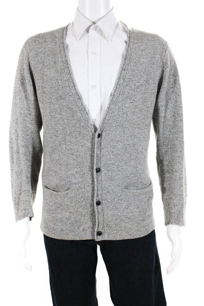 Steven Alan Men's Wool Cashmere Blend V Neck Button Front Cardigan Gray Size M