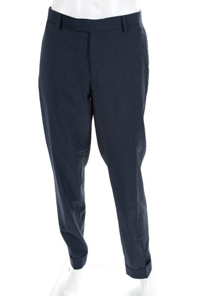 J. Lindeberg Mens Slim Leg Creased Grant Dress Pants Blue Wool Size EUR 54