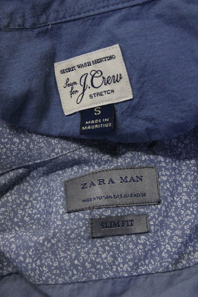 Zara Man Men's Collar Long Sleeves Button Down Shirt Blue Size S Lot 2