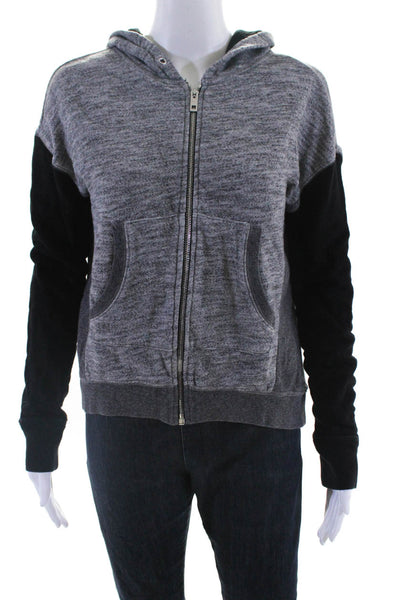 Rag & Bone Women's Hood Long Sleeves Full Zip Sweatshirt Gray Size S