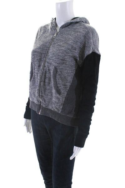 Rag & Bone Women's Hood Long Sleeves Full Zip Sweatshirt Gray Size S