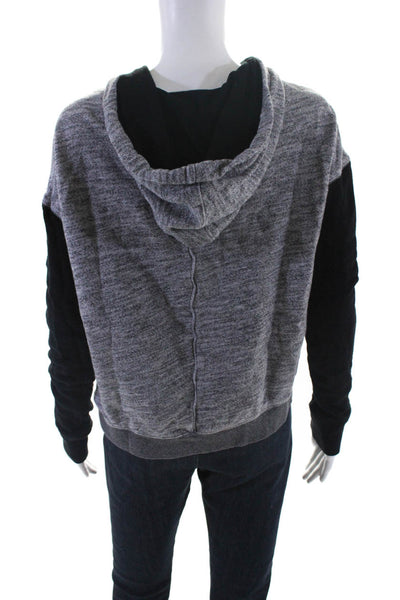 Rag & Bone Women's Hood Long Sleeves Full Zip Sweatshirt Gray Size S