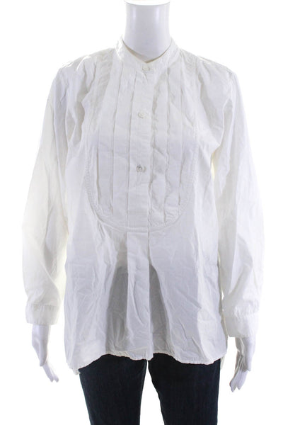 Nili Lotan Women's Round Neck Long Sleeves Shirt White Size XS
