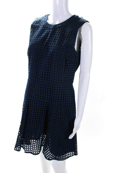 Madewell Womens Circle Cutout Round Neck Sleeveless A Line Dress Blue Size 10