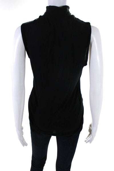 ATM Womens Ribbed Mock Neck Sleeveless Stretch Slim Fit Tank Top Black Size M