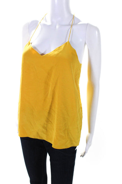 Tibi Womens Silk V Neck Spaghetti Strap Tank Top Yellow Size 4