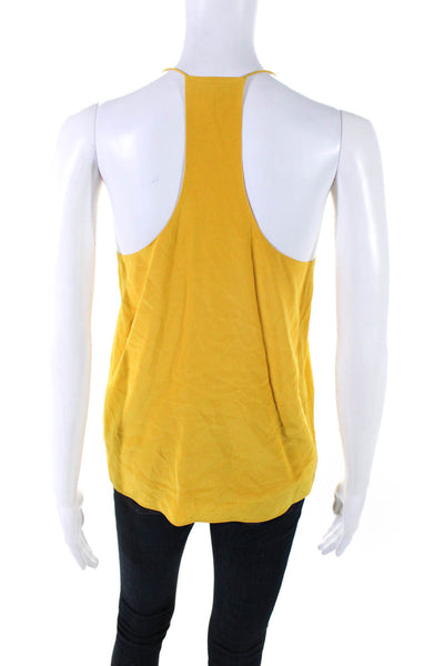 Tibi Womens Silk V Neck Spaghetti Strap Tank Top Yellow Size 4