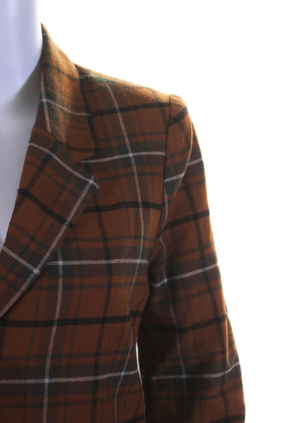 BB Dakota Women's Plaid Mid Length Button Down Overcoat Orange Size S