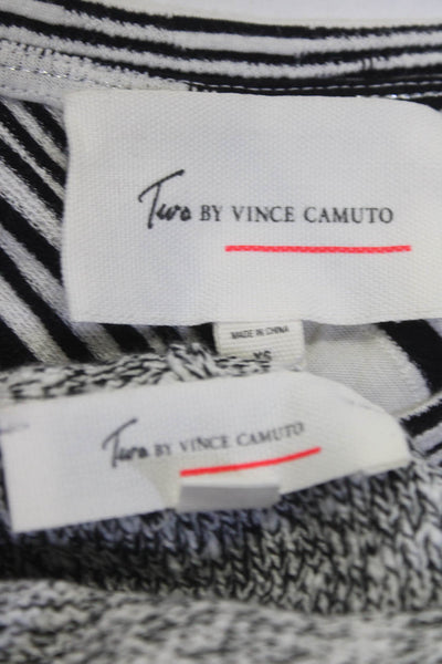 Two by Vince Camuto Women's Striped Asymmetric Hem Blouse White Size XS, Lot 2