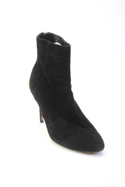 Jimmy Choo Women's Suede Round Toe Stiletto Booties Black Size 8.5