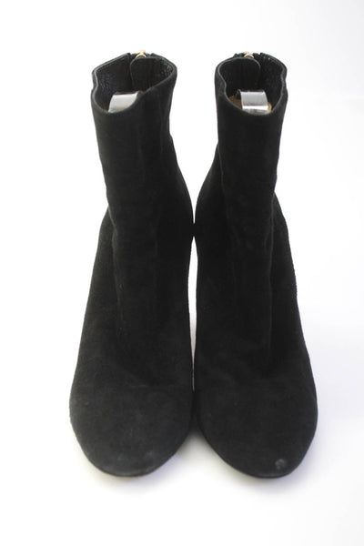 Jimmy Choo Women's Suede Round Toe Stiletto Booties Black Size 8.5