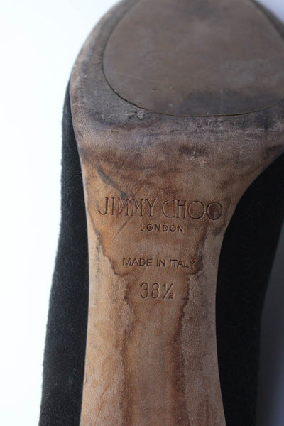 Jimmy Choo Women's Suede Round Toe Stiletto Booties Black Size 8.5