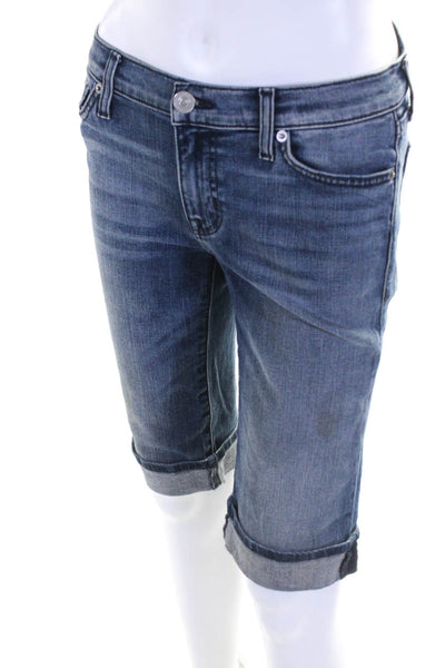Hudson Womens Denim Mid Rise Cuffed Leg Walking Shorts Faded Blue Size 26