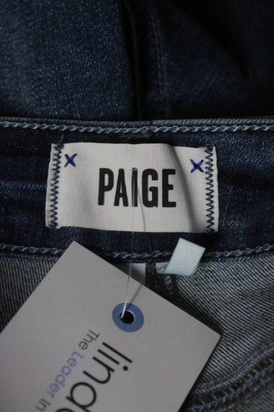 Paige Womens Denim Mid Rise Zip Up Jax Knee Shorts Medium Blue Wash Size 26