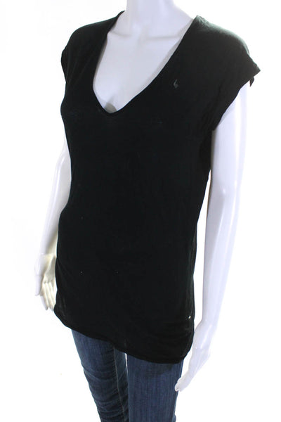 Zadig & Voltaire Womens Cotton Short Sleeve Pullover Top Black Size S