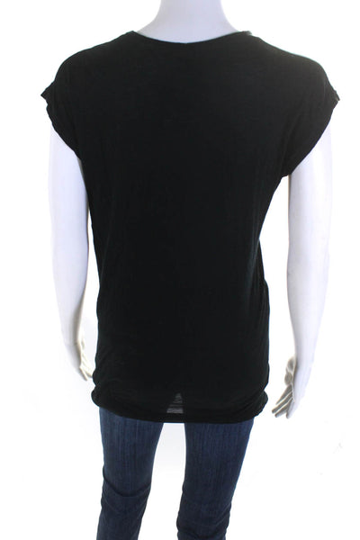 Zadig & Voltaire Womens Cotton Short Sleeve Pullover Top Black Size S