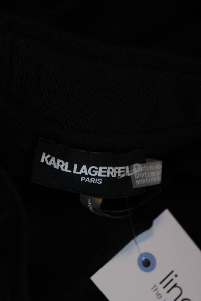 Karl Lagerfeld Women's Drawstring Waist Tapered Leg Jogger Pant Black Size L